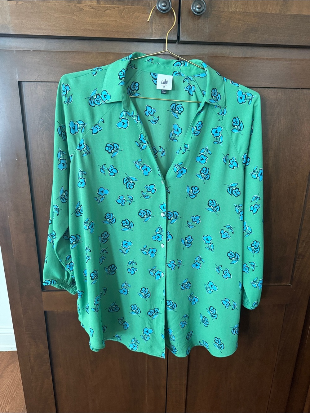 Cali Green Floral Button-Up Blouse